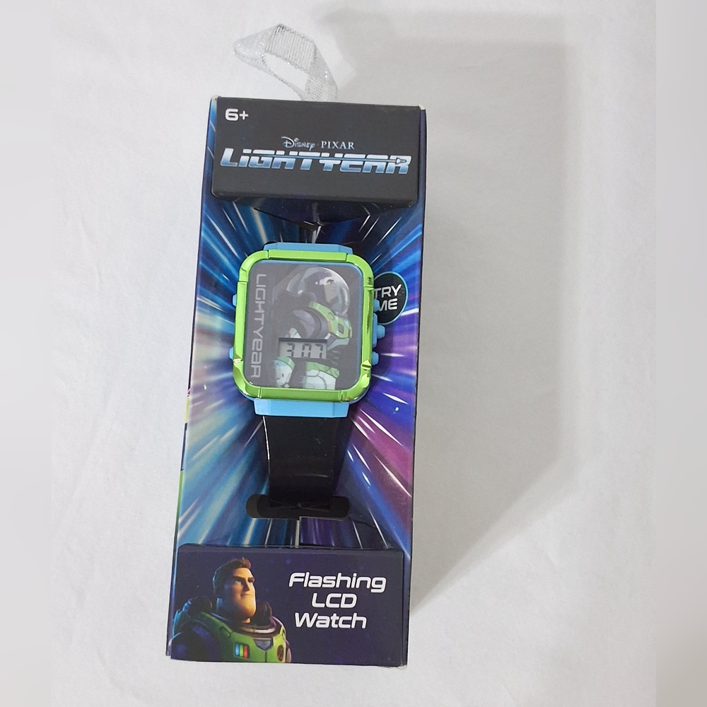 Disney Pixar Buzz Lightyear Children's Flashing LCD Watch with Rectangle Dial